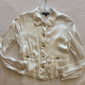 J. Crew Ivory Silk Shirt/jacket with Gold Accents